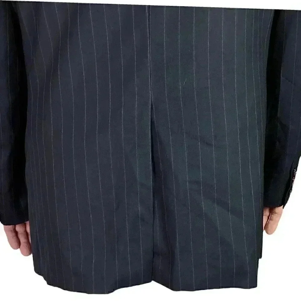 Ralph Ralph Lauren RRL Men 50R Pinstripe Wool Blazer Sport Coat Jacket Black
